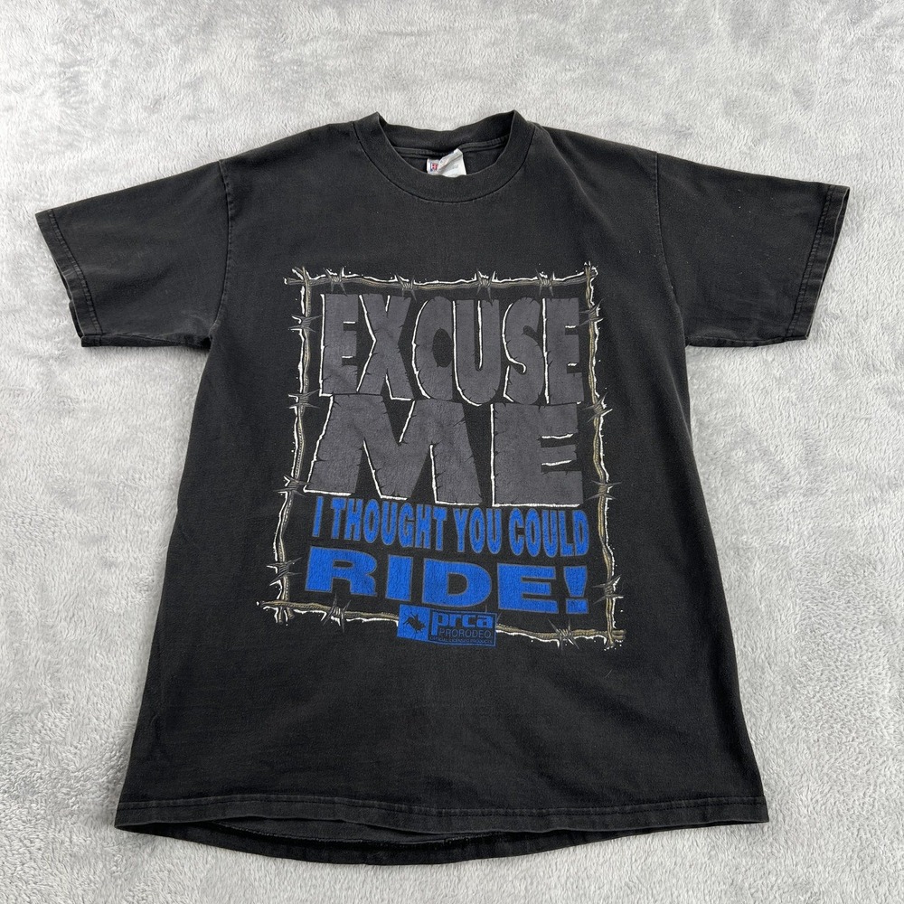 Vintage Hanes Beefy T PRCA ProRodeo Excuse Me I Thought You Could Ride T Shirt M